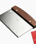 Heavy Duty Bench Scraper For Flat Top Griddle, Dough Cutter And Bread Pizza Scraper with wooden handle and bevel edge