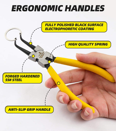 7 Inch Snap Ring Pliers Set Beefy Built Heavy Duty Internal External Circlip Pliers Kit With Straight Jaw And Bent Jaw CRV Steel