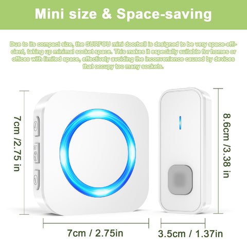 Wireless Waterproof Doorbell Kit With 2 Push Buttons And 2 Plug In Receivers 1300 Feet Range 55 Chimes No Fuss 5 Volume Levels