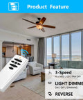 Replacement Ceiling Fan Remote Control 303.9MHz With Reverse Light Dimmer And 3 Speed Wall Mount for UC7078T in living room