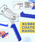 Huge 23 Pc Miter Spring Clamp Kit With Heavy Duty Stainless Steel Pliers For Woodworking, Picture Frame Assembly, And Wood Trim Molding Perfect For DIY Pros And Home Builders Who Need Strong, Rust Proof Clamps That Grip Tight Every Single Time Without. Rubber coated stainless steel spring clamp with blue handle