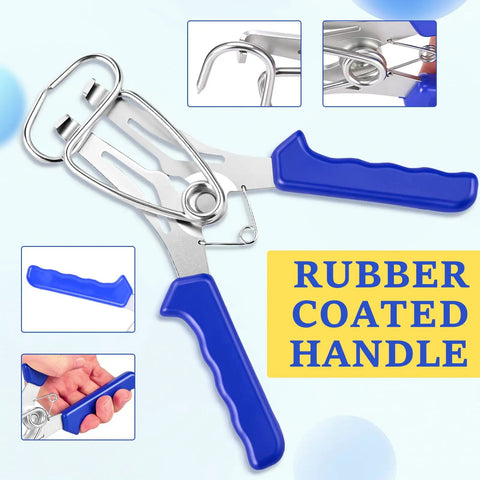 Huge 23 Pc Miter Spring Clamp Kit With Heavy Duty Stainless Steel Pliers For Woodworking, Picture Frame Assembly, And Wood Trim Molding Perfect For DIY Pros And Home Builders Who Need Strong, Rust Proof Clamps That Grip Tight Every Single Time Without. Rubber coated stainless steel spring clamp with blue handle