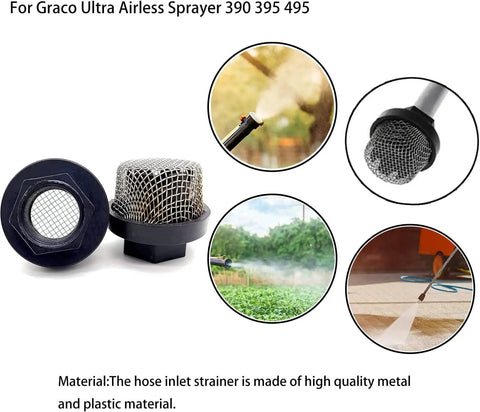 Hose Inlet Strainer Filter And Suction Mesh For Graco Airless Sprayers Ultra 390 395 495 Wagner SprayTech Titan Paint Pumps Paint Guns Inlet Screen Replacement 2 Pack