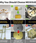 Comparison of Gold Modern Sputnik Chandelier With Six Lights installation process showing complete wiring and durable components.
