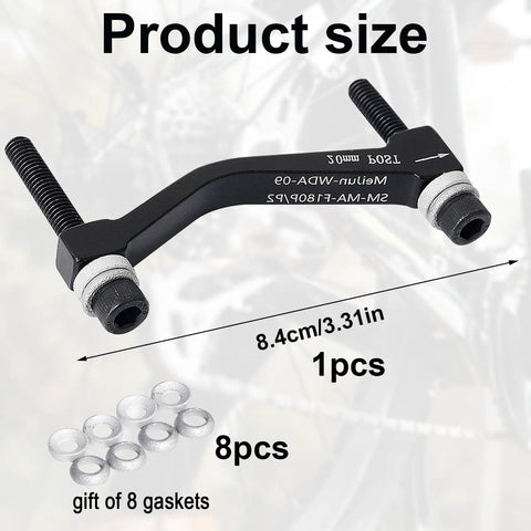20mm MTB Disc Brake Adapter For 74mm Post Mount Frames with size details and 8 gaskets included