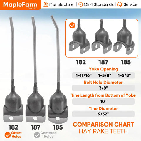 Universal Hay Rake Teeth Replacement Tines 25 Pack Rubber Mounted For Easy Hay Handling Tedder And Baler Teeth, Comparison Chart