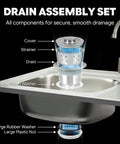 35-Inch Outdoor Grill Cart With Stainless Steel Sink, Rolling BBQ Prep Table With Faucet, drain assembly view
