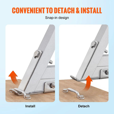 Removable Dock Ladder With 5 Steps And 350 Lbs Load Capacity For Pontoon Boats 4 Inch Wide Nonslip Pedals All Aluminum Design Built For Ship Lake Pool And Marine Boarding snap-in install and detach close-up