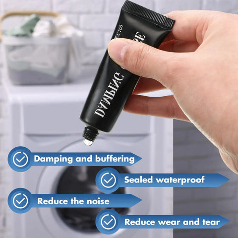 3 Pack 10g Synthetic Damping Grease For Washer Dampers, Heavy-Duty High-Performance Lubricant With Superior Adhesion And Stable Viscosity, Keeps Washing Machine Dampers Quiet, Smooth, And Long-Lasting. Black grease tube in hand near washer