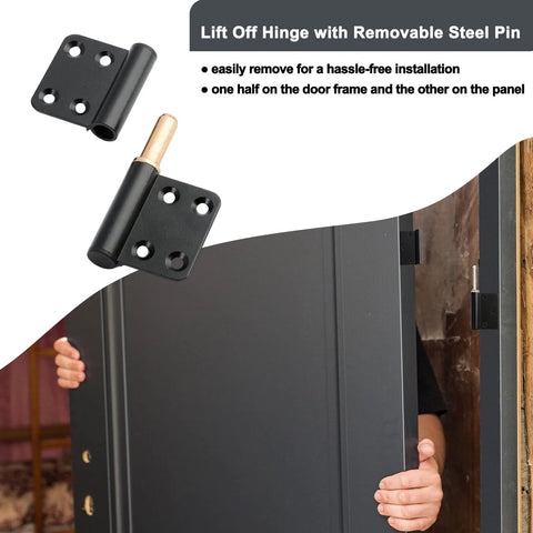 Mozcorn Lift-Off 4-inch door hinge, black, 6-pack with removable pin for indoor/outdoor use