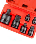 Heavy Duty 6 Piece Impact Socket Adapter Kit Set With Carrying Case For Reliable Driver Wrench Size Conversion Reducer Tools Perfect For Home Garage Or Shop Projects, red case