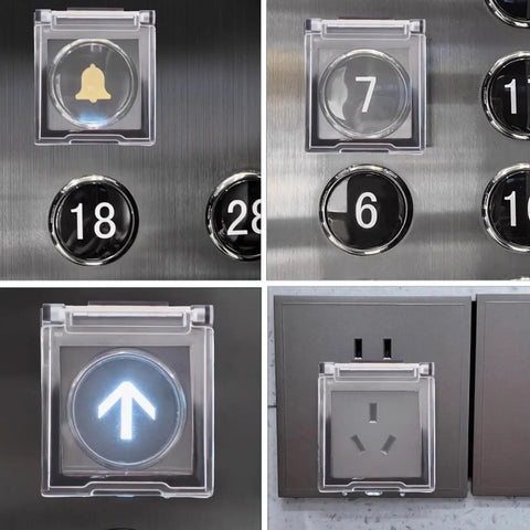 Elevator control panel with 2 Pack PC Power Button Covers, Dustproof Safety Push Button Guards for Computers, Dishwashers, Elevators