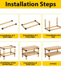 Heavy Duty 3-Way Corner Bracket Kit For 4x4 And 2x4 Woodwork installation steps showing frame assembly for workbench.