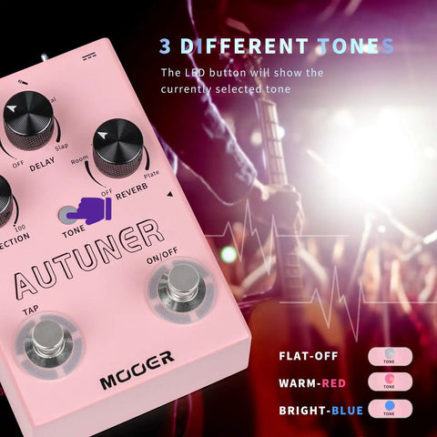 Pink Autuner Vocal Effects Pedal For Guitarists with Pitch Correction Reverb Delay and One Click Vocal Synth on stage