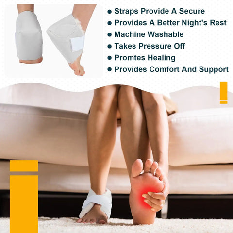 Heel Protector For Pressure Sores With Sheepskin Pad And Soft Fleece, Adjustable Securing Strap, Ultra Comfy Foot Cushion For Bed Sores Relief And Ankle Support, Creamy White on heel and foot