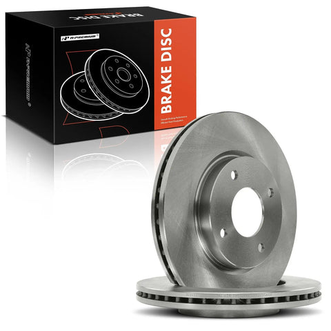 Heavy Duty Front Vented Disc Brake Rotors Two Pack Measures 11.02 Inches for Nissan Cube Sentra Versa 2007 to 2014.