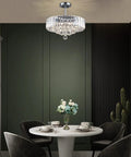 Raindrop Crystal Chandelier With Five Lights, Round Pendant Ceiling Light in dining room with K9 crystal and chrome finish