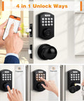Smart Fingerprint Door Lock With Knob Set For Front Door No Fuss 4 In 1 Keyless Entry Deadbolt Fingerprint Passcode App Control Auto Lock