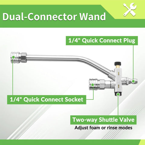 Foam Cannon With Dual Connectors For Pressure Washers, Double Tip Soap Cannon Attachment with 1/4 Inch Quick Connect