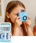 Kids Instant Print Camera Case With Three Roll Paper Refill Durable On The Go Case For Esoxoffore And Friends Dylanto Prograce Dududragon Careenoah Gktz Yeehao Letshaha Enerhamp Anchioo Ytetch Amzelas Weefun, blue case with camera and 3 rolls