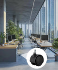 Slick Swivel Nylon Caster Wheels With Twin Rollers And Threaded Stem For Furniture Trolleys Cabinets Lockers Smooth Glide Black M8x15mm close-up in modern office.