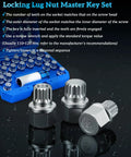 Wheel Lock Removal Kit For BMW 21 Piece Wheel Lock Key Set in blue case with anti-theft nut socket on black background