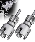2 Piece Internal And External Pipe Threader Kit For 1/2 Inch And 3/4 Inch PVC PPR Plastic Pipes Electric Drill Compatible fittings with shavings.