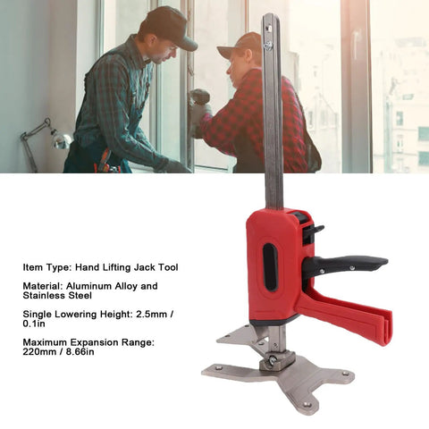 Heavy Duty Manual Cabinet Lifter And Drywall Jack Pair That Handles 330 Pounds Like A Champ While You Shift Carpentry Or Raise Doors Without Breaking A Sweat, showing aluminum alloy and stainless steel.