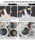 Before and after effects of Upgraded Reusable Brass Water Filter For Home, RV, Camping And Washing Machines, 40 Micron Sediment Filter