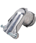 Rock Solid 90 Degree Squeeze Connector For 1 Inch AC MC And Flexible Metal Conduit showing durable zinc alloy material.