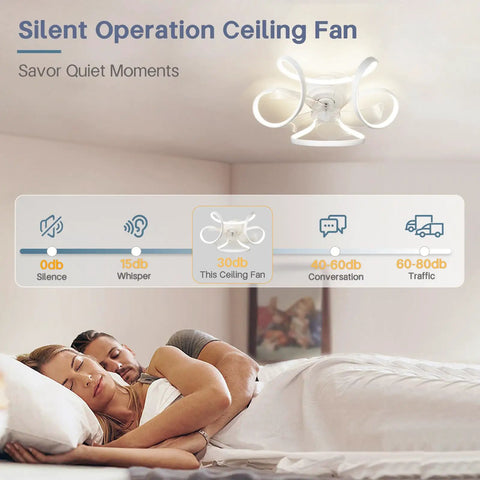 Dope Ceiling Fan With Light Low Profile Flush Mount Bladeless 6 Speeds Dimmable 3 Color Temperatures App And Remote Control