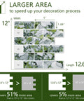 Diagram showing Peel And Stick Subway Tile Backsplash Kit 12.6x12 ice green marble look, larger area coverage.