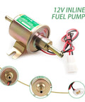 Heavy Duty Low Pressure Fuel Pump For Trucks And Cars 12 Volt Piston with gold body and connectors for custom installations.