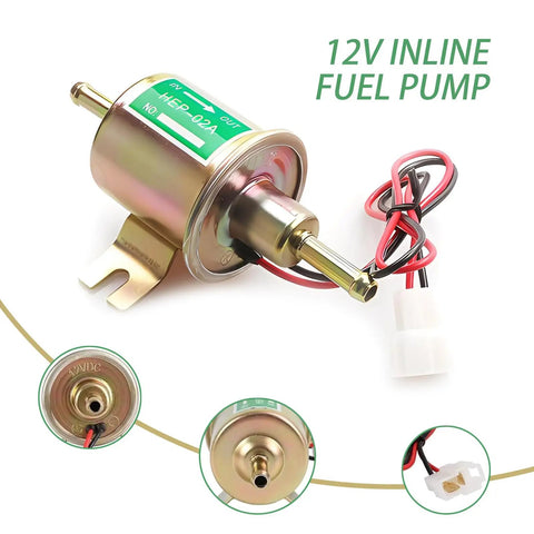 Heavy Duty Low Pressure Fuel Pump For Trucks And Cars 12 Volt Piston with gold body and connectors for custom installations.