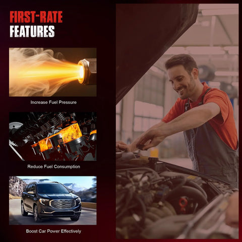 Mechanic installing a High Pressure Fuel Pump Replacement For Chevrolet Equinox Malibu Impala Captiva Sport GMC Terrain Buick LaCrosse Verano Regal 2010 2017 OE Style GDP103 Plug And Play Durable Easy Install Reliable Fuel Delivery Upgrade in car engine with performance illustrations