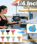 Amazon 7-piece pressure washer nozzle tip set with 1/4 in quick-connect; color-coded tips shown on spray wand