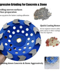 7 Inch Arrow Segment Cup Wheel For Concrete Grinding Non Threaded Arbor Built Tough For Real World Jobs Removing Epoxy Mastic Paint And Coatings With 10 Thick 8mm Segments displayed in hand
