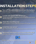 Installation steps graphic for ENA MAP sensor; Subaru compatibility 2006–2012; five-step guidance with ENA logo.