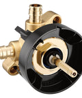 M Core 3 Or 6 Function Shower Transfer Valve With Cold Expansion PEX Connections for Two Or Three Shower Heads close-up view