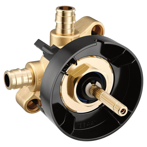 M Core 3 Or 6 Function Shower Transfer Valve With Cold Expansion PEX Connections for Two Or Three Shower Heads close-up view
