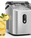 Crunchy Nugget Ice Maker For Countertop With Auto Cleaning 35 Lbs Per Day Portable Sonic Ice Machine With Handle Basket And Scoop