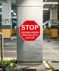 5 Pack Stop Noise Sign Proceed With Caution Traffic Floor Sticker 17 By 17 Inches Anti Slip Self Adhesive Vinyl Waterproof Signage For Workplace Warehouse Construction Site on parking pillar