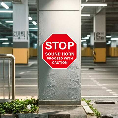 5 Pack Stop Noise Sign Proceed With Caution Traffic Floor Sticker 17 By 17 Inches Anti Slip Self Adhesive Vinyl Waterproof Signage For Workplace Warehouse Construction Site on parking pillar