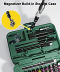 Huge 132 In 1 Precision Screwdriver Set With Magnetic Bits For Electronics And Bike Fixes High Hardness Drivers Plus Storage Case Totally Nailed It, green storage case open