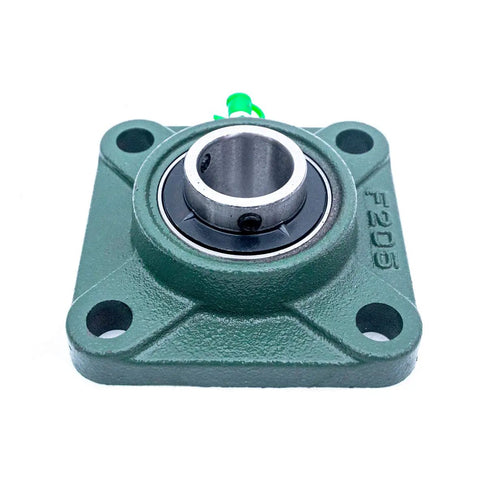 Pillow Block Bearing 1 Inch Bore Set Of 2 UCF205 16 Square Flange Mounted Cast Iron Housing With Chrome Steel Ball Bearings Built Tough For Heavy Duty Use, green cast iron square flange mounted bearing