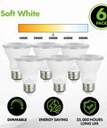 Six Pack LED PAR20 Flood Lights 5.5W 120V Dimmable Wet Location 3000K Warm White 40 Degree Flood With E26 Medium Base
