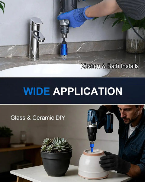 Heavy Duty 2 Pack 5/8 Inch Diamond Hole Saw And Vacuum Brazed Wet Dry Core Bit For Porcelain Tile in kitchen installation.