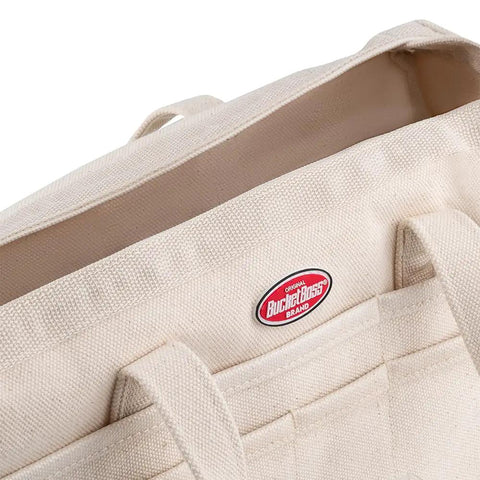 Original Rigger Bag Tool Organizer With 30 Pockets And Rigid 24 Oz Duckwear Canvas Bottom Heavy Duty Web Handles Beige Classic Rigging Tool Carrier For Construction And Trades