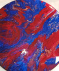 Close-up of 15 Inch Resin Art Dope Lazy Susan Spins 360 Degrees For Dining Table And Kitchen Countertop Decor Tray With Wood Base Centerpiece