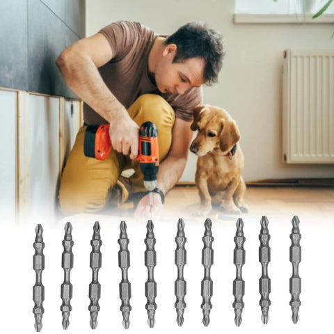 Top Notch CNC Machined Metal Hardware Tool Kit Featuring 10 Piece Double End Screwdriver Bit Set With High Speed Steel Hex Shank Magnetic Cross Bits That Work Like A Charm For Electric Drills And Hammers, 10-piece steel drill bits